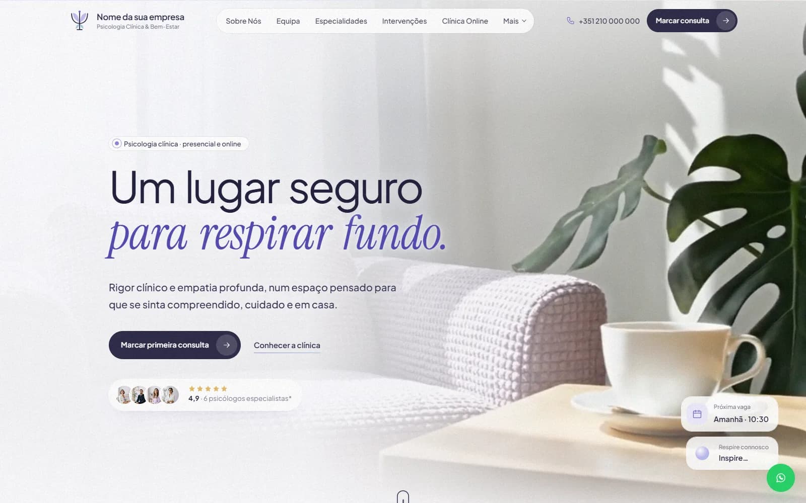 Exemplo de site para psiquiatras e psicólogos