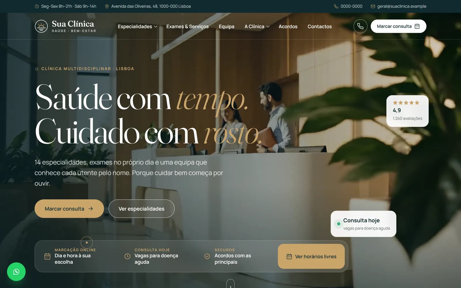 Exemplo de site para clínicas médicas e dentárias