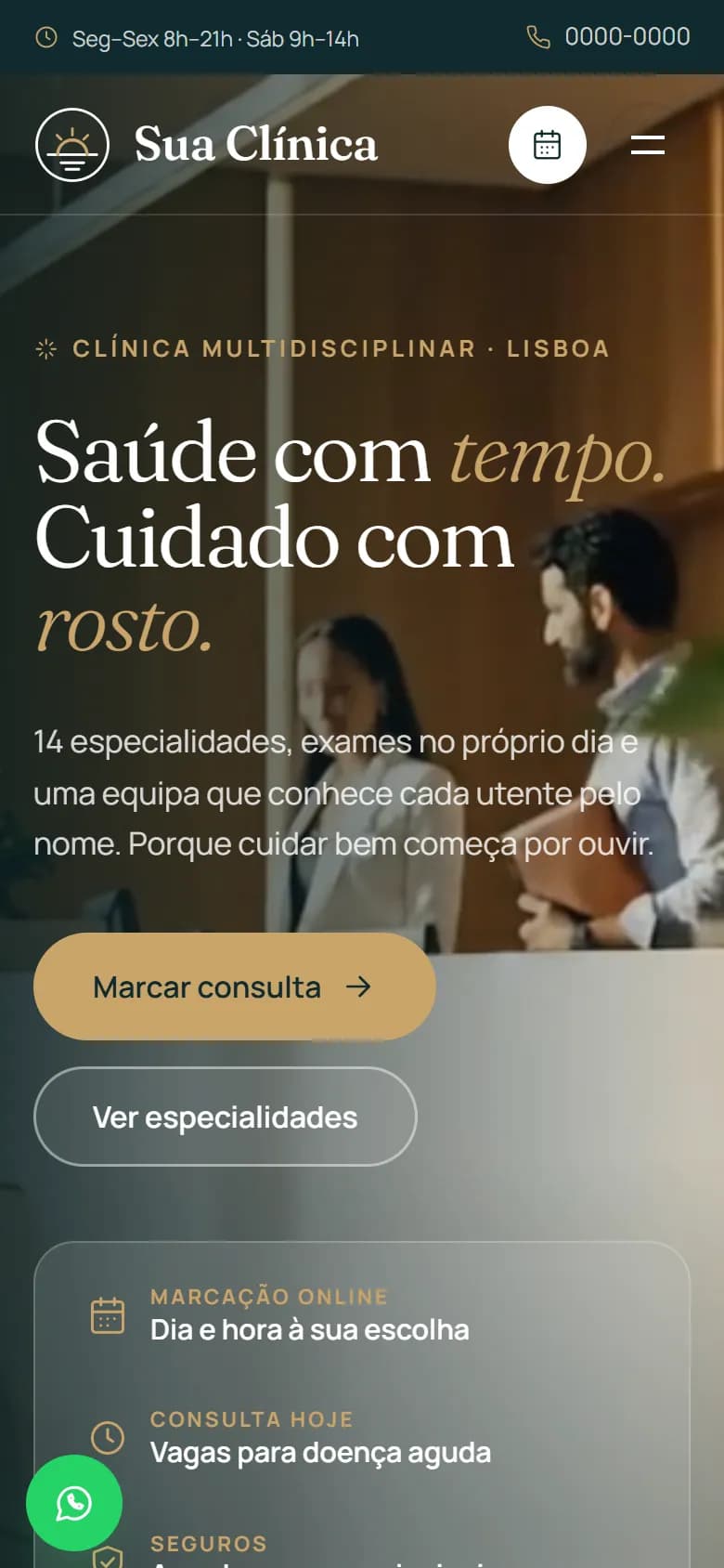 Site demonstrativo no telemóvel